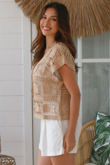 Indie Crochet Top Taupe