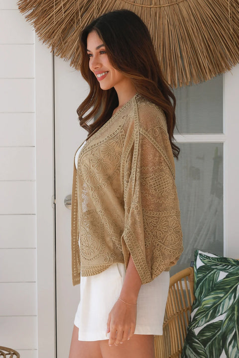 Freya Embroidered Cape Gold