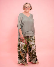 Donna Donna Floral Silk Pants | Green