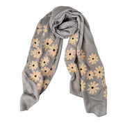 ZODA Pure Wool Scarf-Grey Daisy
