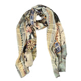 ZODA Pure Wool Scarf-Purple/Khaki Multi