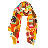 ZODA-Pure Wool Scarf-Orange Multi