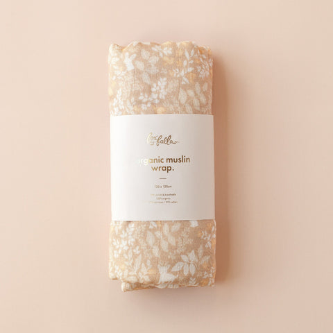 Fox & Fallow Forest Friends Caramel Organic Muslin Wrap Swaddle