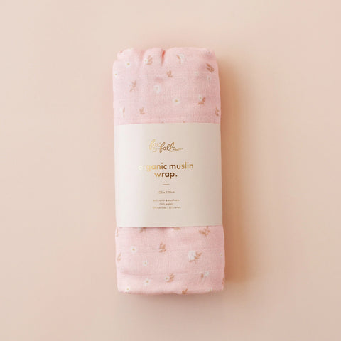 Fox & Fallow Dusty Roses Organic Muslin Wrap Swaddle