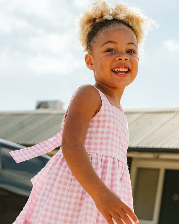 PINK GINGHAM SUNDRESS
