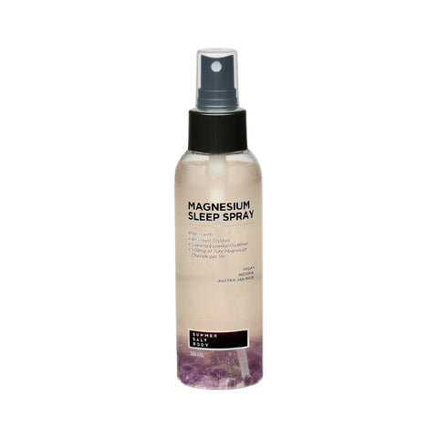Bottle of magnesium sleep spray on a white background