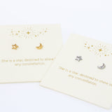 LOVE LUNAMEI-Inspiration Moon and Star Earrings in Gold or Silver