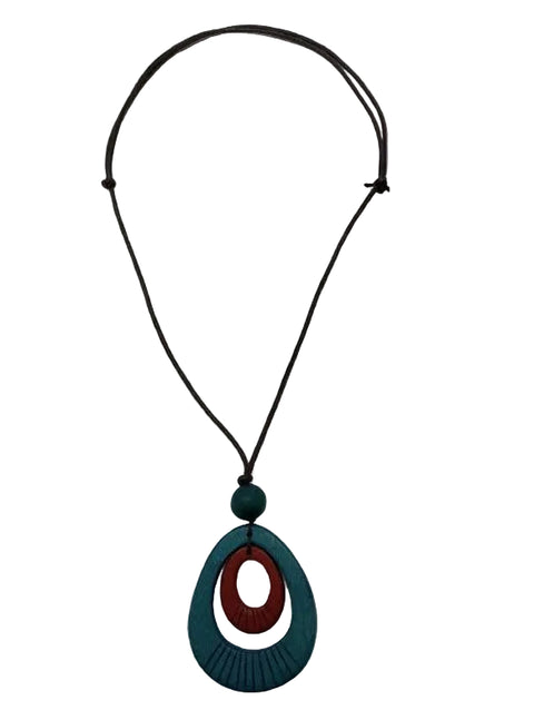 Double Pendant  Necklace Blue