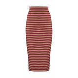 Lou Lou Long Bamboo Tube Skirt Nougat & Wine Stripe