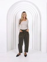 Leo Barrel Corduroy Jeans Forest Moss