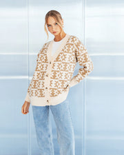 Paper Heart-NATURAL TWO TONE BUTTON UP KNIT CARDI