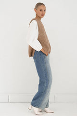 Paper Heart-Side knit vest Latte