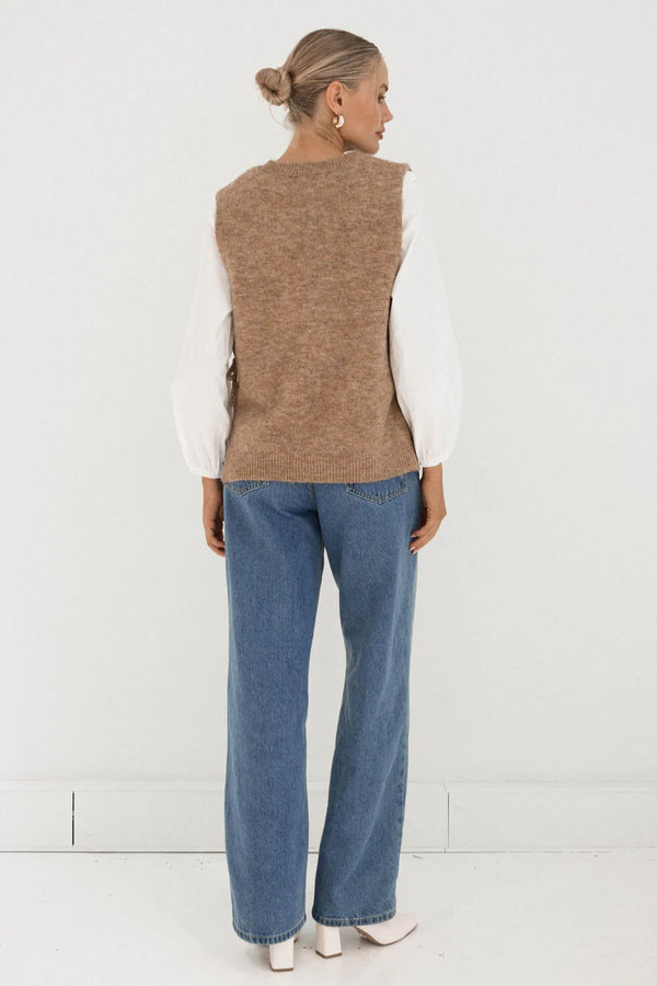 Paper Heart-Side knit vest Latte