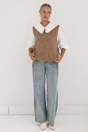 Paper Heart-Side knit vest Latte