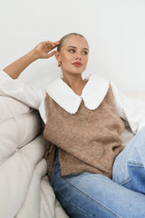 Paper Heart-Side knit vest Latte