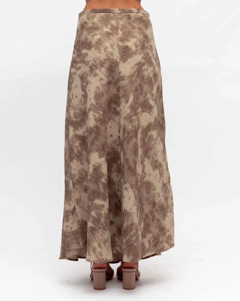 Paper Heart-Walnut Patterned Maxi Skirt