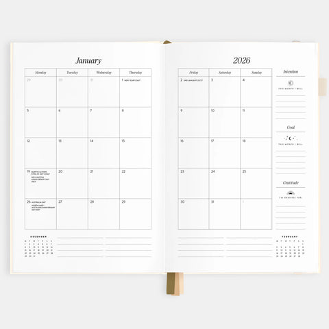 2026 A5 Vertical Planner - Creme