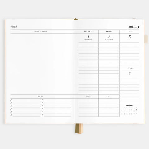2026 A5 Vertical Planner - Creme