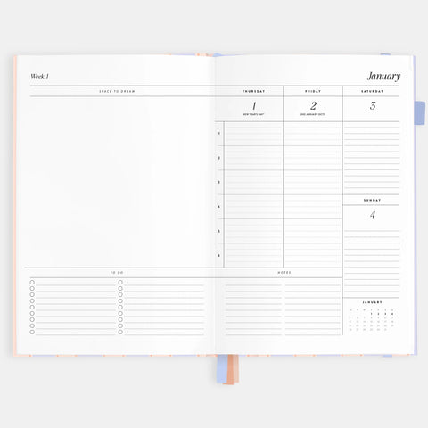 2026 A5 Academic Vertical Planner - Powder Stripe