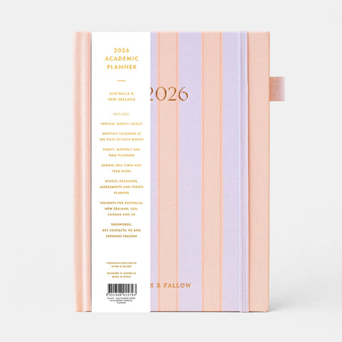 2026 A5 Academic Vertical Planner - Powder Stripe