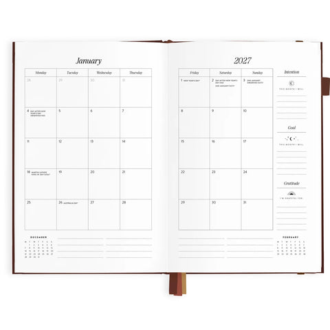 2027 A5 Vertical Planner - Chocolate