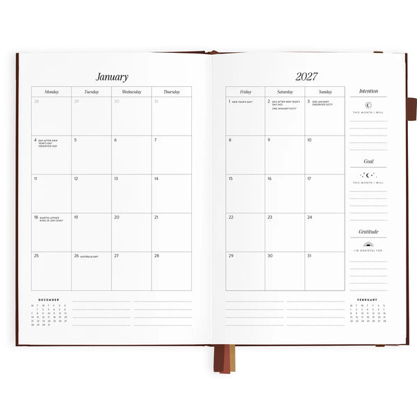 2027 A5 Vertical Planner - Chocolate
