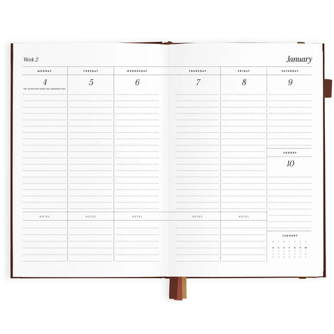 2027 A5 Vertical Planner - Chocolate