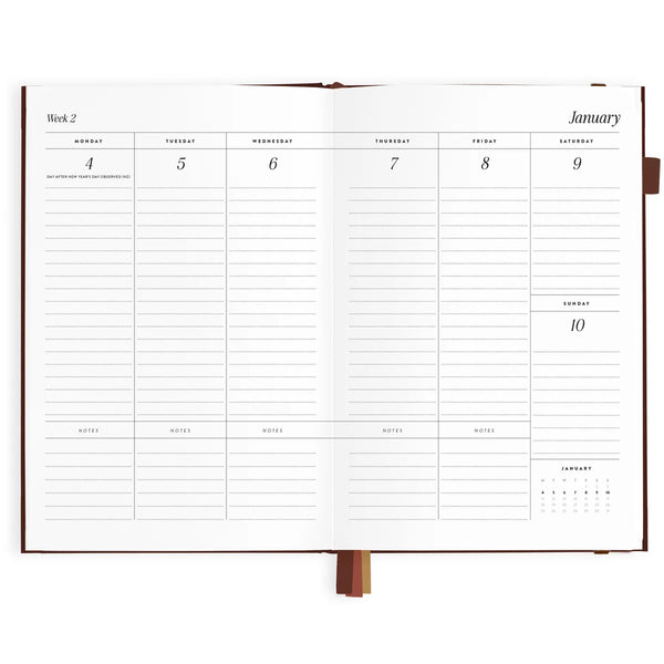 2027 A5 Vertical Planner - Chocolate