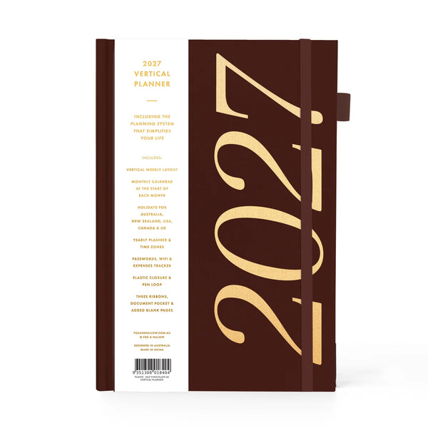 2027 A5 Vertical Planner - Chocolate