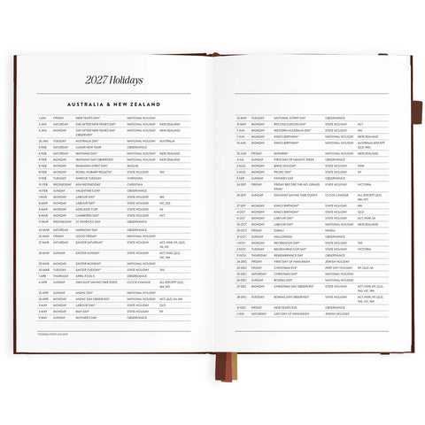 2027 A5 Vertical Planner - Chocolate