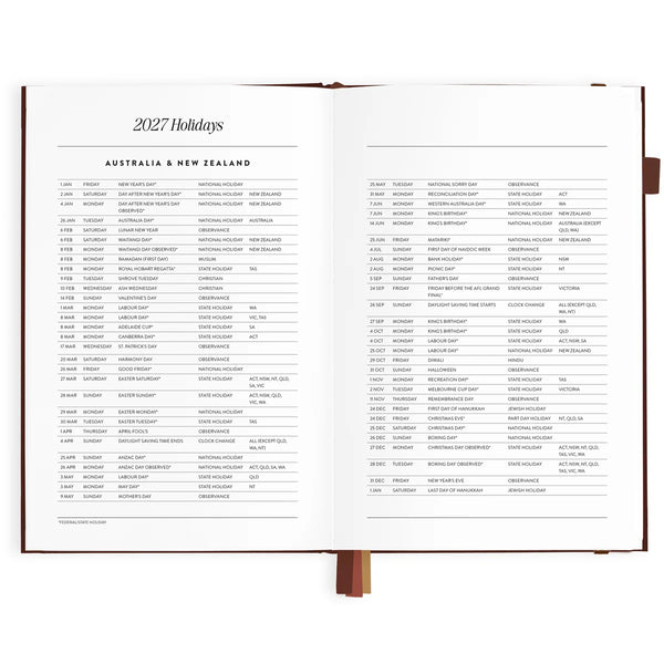 2027 A5 Vertical Planner - Chocolate