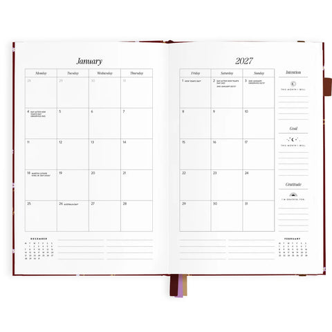 2027 A5 Vertical Planner - Cherry Wisteria