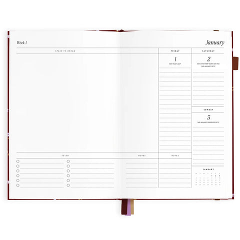 2027 A5 Vertical Planner - Cherry Wisteria