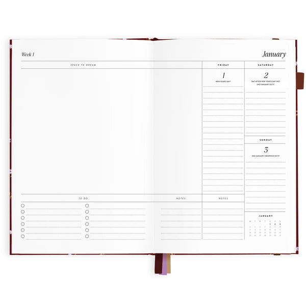 2027 A5 Vertical Planner - Cherry Wisteria