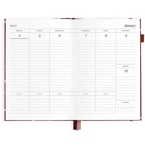 2027 A5 Vertical Planner - Cherry Wisteria