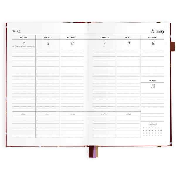 2027 A5 Vertical Planner - Cherry Wisteria