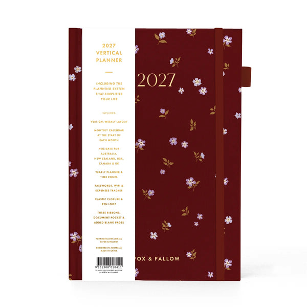 2027 A5 Vertical Planner - Cherry Wisteria