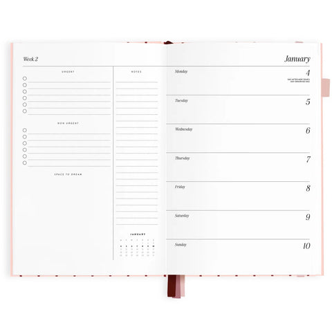 2027 A5 Horizontal Planner - Rosé Pinstripe