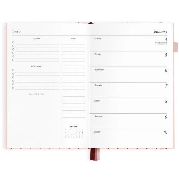 2027 A5 Horizontal Planner - Rosé Pinstripe