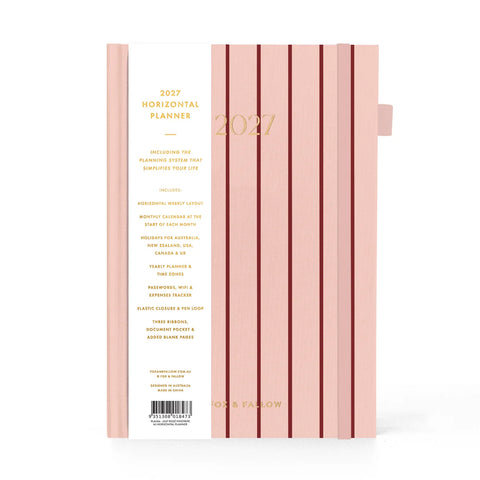 2027 A5 Horizontal Planner - Rosé Pinstripe