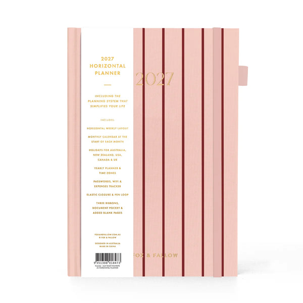 2027 A5 Horizontal Planner - Rosé Pinstripe