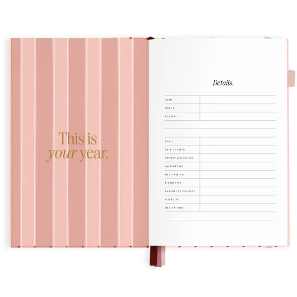 2027 A5 Horizontal Planner - Rosé Pinstripe