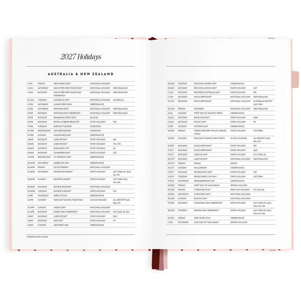 2027 A5 Horizontal Planner - Rosé Pinstripe