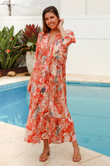 Jaylani Orange Midi Dress