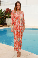 Jaylani Orange Midi Dress