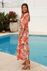 Jaylani Orange Midi Dress