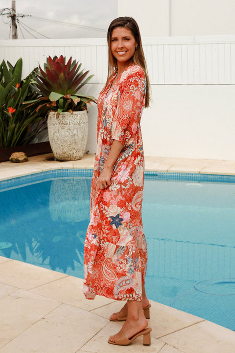Jaylani Orange Maxi Dress