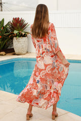 Jaylani Orange Midi Dress