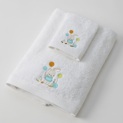 Bunny Party Bath Towel & Face Washer In Organza Bag