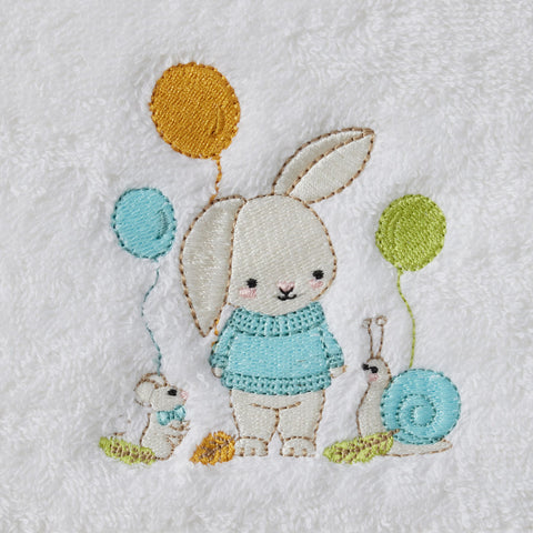 Bunny Party Bath Towel & Face Washer In Organza Bag